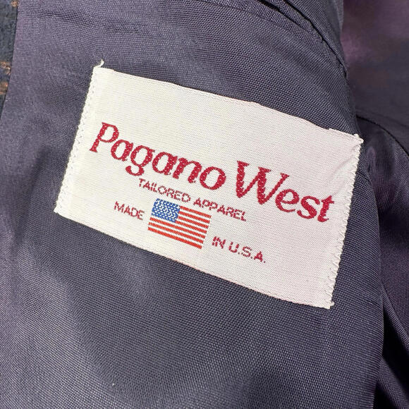VTG Pagano West Blazer Mens 48 Long Blue Aztec AOP Stockman Wool USA NWT - Picture 3 of 9